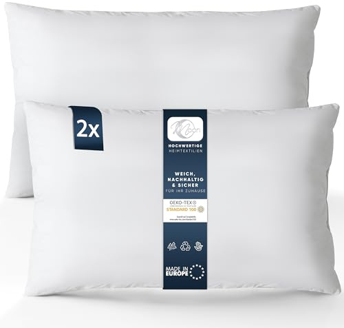 Moon Luxury 2er Pack Perkal Füllkissen, Innenkissen, Sofakissen ca. 30x50cm - 260g mit Hülle aus 100% Baumwolle (fest)