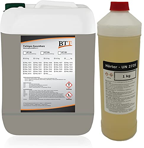 BTT-BA Epoxidharz Bodenbeschichtung RAL 7030 für 25m² Außen Fliesenlack Betonfarbe Estrichfarbe Balkonfarbe Betonplattenfarbe Terrassenfarbe Gehwegfarbe Gießharz Epoxy