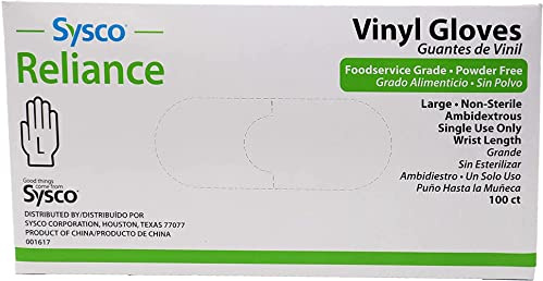 Sysco New Disposable Vinal Gloves Large 100 Per Box…