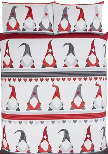 Rapport Festive Gonks Duvet Cover Christmas Bed Set, White, King