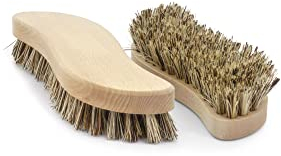 Novaliv 2X Wasch-Bürste aus robustem Holz mit Union Borsten Reinigungsbürste nachhaltig Bürste für Hand Nägel und Finger S-Form Scheuerbürsten Schrubberbürsten Wurzelbürsten Bürsten