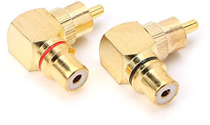 ZUYO 2Pcs 90 Degree RCA Adapter,Gold-Plated Right Angle Connector Male to Female Audio Adapter
