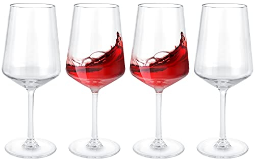 JMIATRY Large Plastic Wine Glasses Set of 4, 580ml/20oz Plastic Red Wine Glasses Reusable, Unbreakable Long Stemmed Plastics Wines Glass for Wedding, Christmas, Picnics, Camping, Hot Tubs and Pools