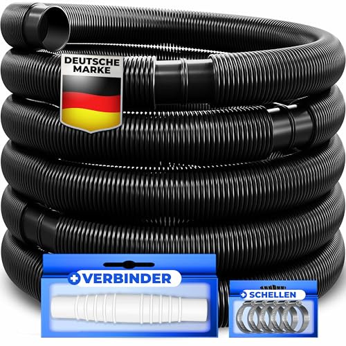 KESSER® Tuyau de bassin | Tuyau de piscine avec manchons | Tuyau solaire pour piscine et bassin | Tuyau d'aspiration | Tuyau de pompe | Tuyau d'eau flexible 8m / Ø 38mm, noir
