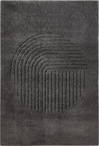 -LUXOR- living Teppich Enna im modernen Design Hoch-Tief Effekt ideal für Wohnzimmer Esszimmer 160 x 230 cm anthrazit