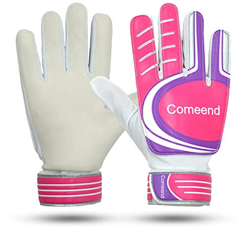 WECDOIT Torwarthandschuhe Fußball Torwarthandschuhe für Kinder Jungen Kinder Latex Palm Fußball Grip Handschuhe (Rosa,4)