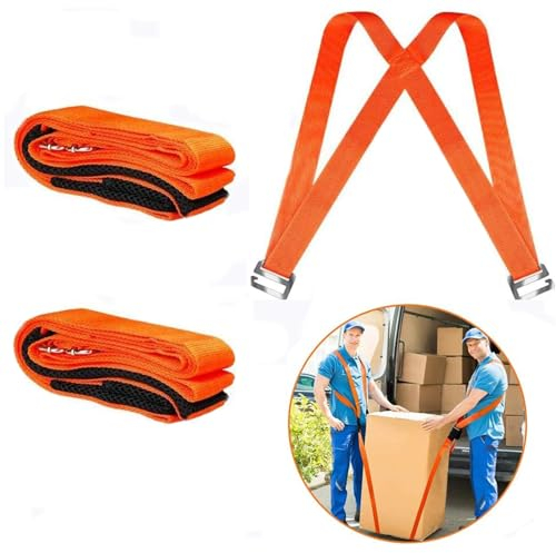 Tragegurte Umzug, 2 Personen tragegurte, Schwerer Möbel Transportgurt zum Ziehen und Bewegen, Hebe und Tragegurt-Einfaches Heben, für Umzug Tragen, Bewegen von Möbeln, Haushaltsgeräten(Orange)