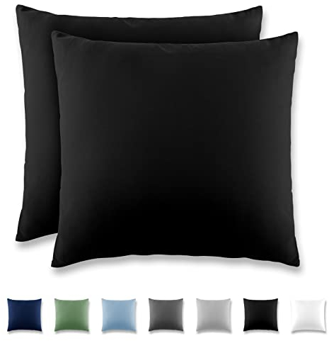 REDKEY Kissenbezug 80x80 cm - 2er Set Kopfkissenbezug - Mikrofaser Kissenhülle für Kissen, Kopfkissenbezüge mit Laschenvershluss, 80 x 80 Pillow Case - Schwarz