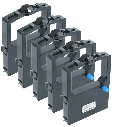 vhbw 5x Ruban encreur compatible avec OKI Microline ML 3320 eco, ML-3320, ML 3321 eco, ML-3321 imprimante matricielle ou de reçus - noir
