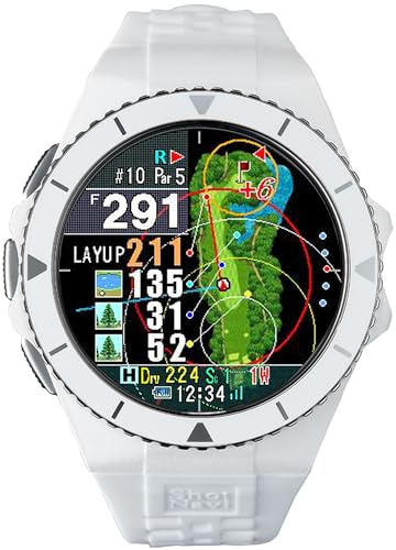Golf GPS Watch, Shot Navi EXCEEDS - Dynamic Green Heatmap, Temperature Adjust, Swing Tempo, Touch Screen, 9hr GPS, IPX7 Waterproof, 60,000 Courses, Made in Japan (White)