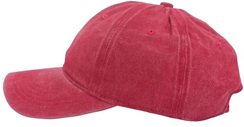 fashionchimp Baseballcap im Vintage Used-Look aus 100% Baumwolle, Unisex Jeans Denim Cap (Hellrot)