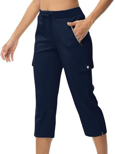 Pinocchietti Donna Estivi Comodi Pantaloni Capri Sportivi Cargo Larghi Leggeri Pantaloni Corti Casual Pantalone Elasticizzati Curvy Baggy Pinocchietti con Tasche Pantaloni al Ginocchio Cotone Casual