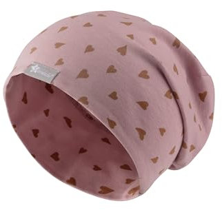 Sterntaler Beanie Herzen - Modische Babymütze aus Jersey mit Allover Druck - Mädchen UV-Schutz 30 Beanie Mütze - variabel tragbar - Baby und Kinder Übergangsmütze, samtrosa, Größe 45