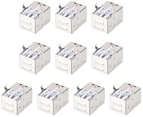 DMiotech 10 piezas Conector de Toma Hembra Micro USB 2.0 Tipo B de 4 Pines Adaptador de Jack de 90 Grados 1.5A 30V para Soldadura de Teléfono Reparación de USB Adaptador de Reemplazo