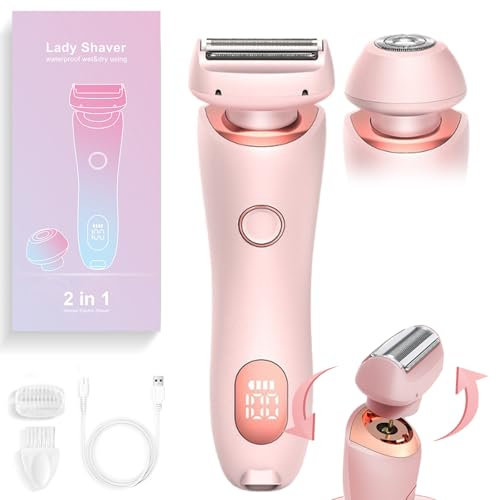 Solys - Rasoio da barba liscio, rasoio da donna, Glide Pro 3.0, rasoio elettrico 2 in 1, a umido e a secco, impermeabile, rasoio per il viso, per bikini, epilatore (rosa)