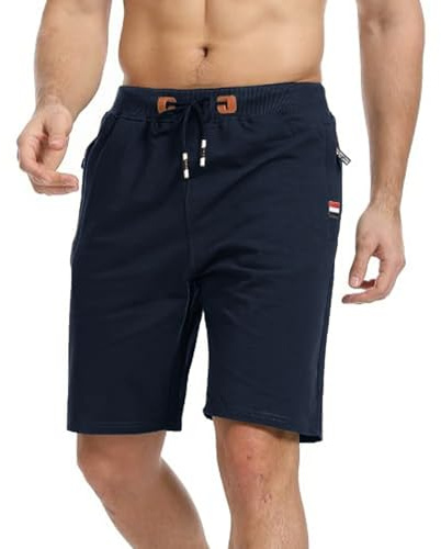 Rayson Pantalones Cortos Hombre Cintura Elástica Verano Pantalon Deporte Casual de Trabajo con Ajustable Cintura Azul Marino M