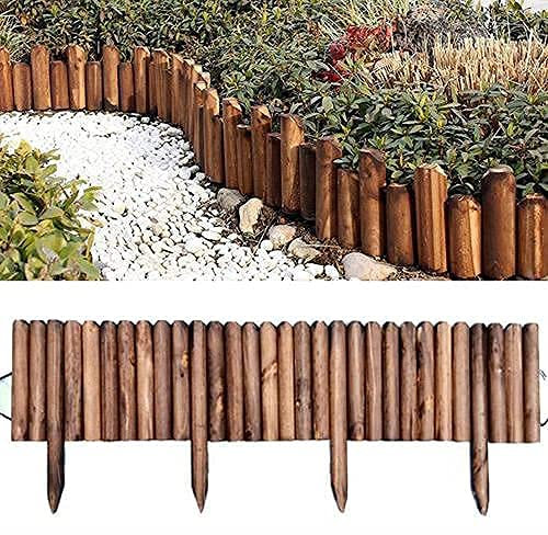 Recinzione da giardino in legno, facile installazione, bordo a palizzata con design a chiodo, perfetto per prati, sentieri e aiuole (25 x 120 cm)