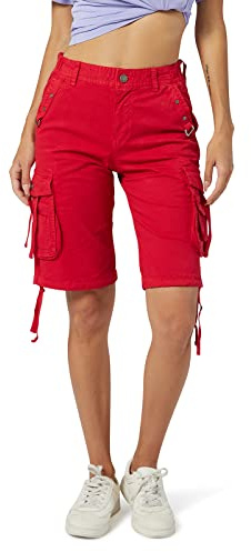 Aeslech Womens Cargo Shorts with Multi Pockets, Stretch Bermuda Summer Casual Hiking Shorts Women Red 110