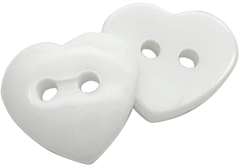 10Pcs Heart Sewing Buttons,14.5mm 2 Hole Plastic Heart Shaped Decorative Craft Buttons for Skirts,Sweaters,Shirts,Hats,Scarves and Other DIY Crafts(White)