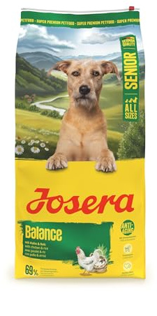 JOSERA Senior Balance Huhn & Reis (1 x 12,5 kg) | Premium Trockenfutter für ausgewachsene ältere Hunde | phosphorarm - mit wenig Fett & Protein speziell für Senioren | glutenfrei | 1er Pack