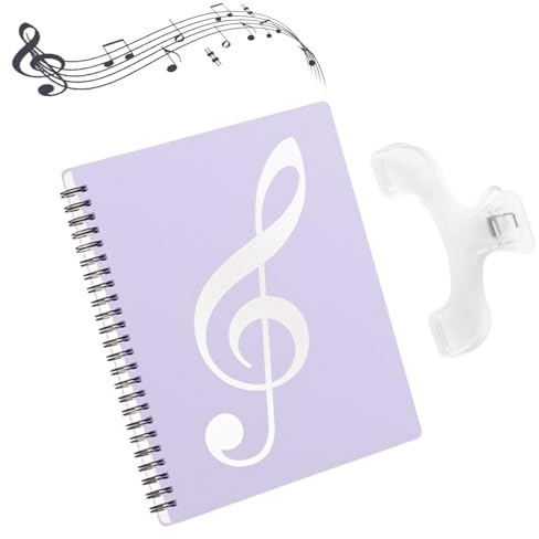 Carpeta De Partituras A4, Carpeta Notas Musicales, Carpeta Para Partituras De Coral, Carpeta Fundas Plastico A4 Musical Con 1 Clip, Almacenamiento De Partituras, Carpetas Para Partituras (Púrpura)