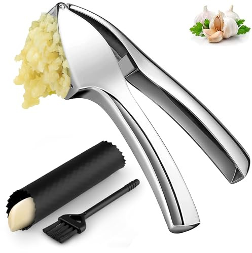 Premium Garlic Press with Garlic Peeler Tube