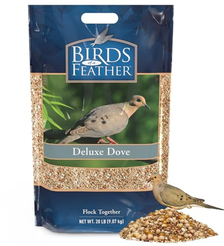 Brooks Brand Birds of a Feather Deluxe Dove Food, Pigeon Food, Mourning Dove Outdoor Bird Seed, Dove Bird Seed, Comida para Palomas, Made in USA (20 Pound (Pack of 1))