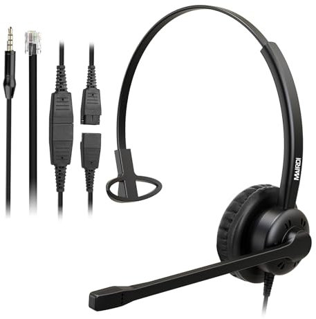 MAIRDI Phone Headset with Noise Canceling Microphone, Call Center Office Headset with RJ9 Jack & 3.5mm Connector for Landline Deskphone Cell Phone PC Laptop, Telephone Headset Work for Polycom