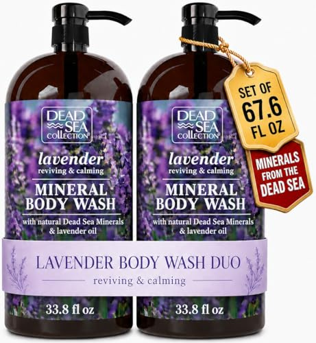 Dead Sea Collection Shower Gel for Women and Men - Body Wash with Pure Dead Sea Minerals and Lavender Oil - Cleanses and Moisturizes Skin - Pack of 2 (1000 ml. each)