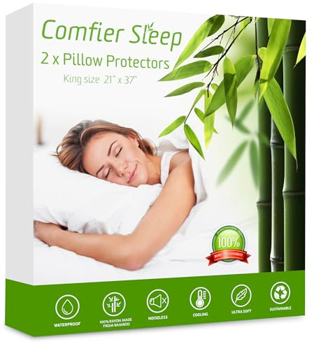 Copricuscino Impermeabile 50x80 cm – Copri Cuscino Antiacaro Anallergico Tre Strati Con Zip – 2 Pezzi Copricuscini – Coprifedere Cuscini Letto Traspiranti