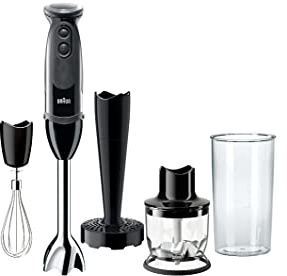 Braun Multiquick 5 Vario Hand Blender (SS Blending Shaft+1.5C Chopper+ Masher + Whisk+ Beaker), MQ5027, Black