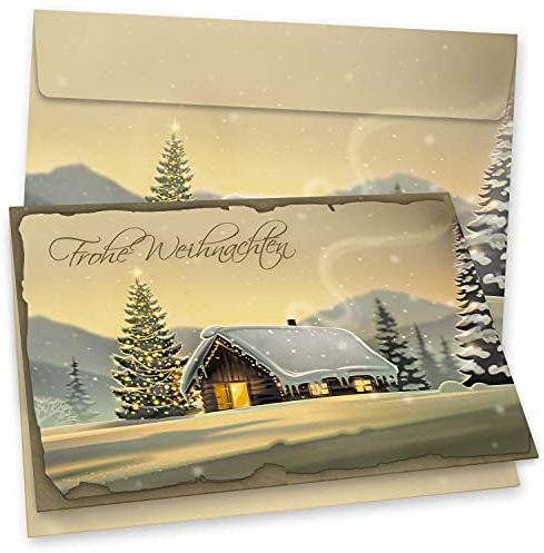 Glöcknerhütte Weihnachtskarten mit Umschlägen 16er SET Klappkarten DIN A6 Nostalgie nachhaltig umweltfreundlich Recycling