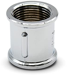 DOJA Barcelona | Manguito Laton cromado | 1/2 | Hembra | PACK 4 | Manguito Laton para Aire, Agua, Gas, Combustible, Aceite | Racor Laton para Agua para Grifo para Asegurar Circulación en Tubo