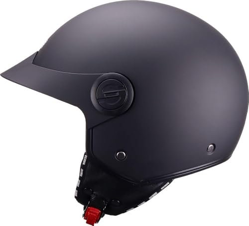 Sparco Casco Demi-Jet con Peak para Motocicletas Negro Mate con Carcasa de ABS Talla M