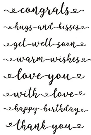 arriettycraft Greeting Words Clear Stamps for Card Making or Journaling Happy Birthday Thank You Warm Sentiment Silicone Rubber Stamp Seals for DIY Scrapbooking Album Paper Craftting Decoration