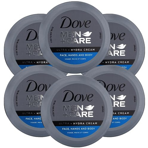Dove Men+Care Ultra Hydra Cream, Face, Hands and Body Care, All Skin Types, 6 Pack of 2.53 Oz Each