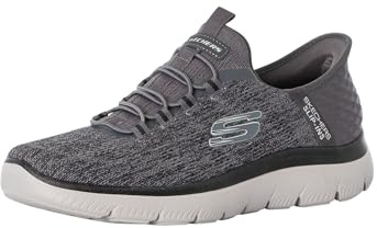 Skechers Uomo Summits Key Pace Slip-In ALLENATRICE, Charcoal Mesh/Black Trim, 45.5 EU Large