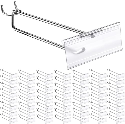 Thyle 50 ganci in metallo per scansione con porta etichette, per pannelli forati da 1/8 a 1/4, ganci per pannelli forati con cartellino del prezzo, accessori da parete per pannelli forati, ganci in