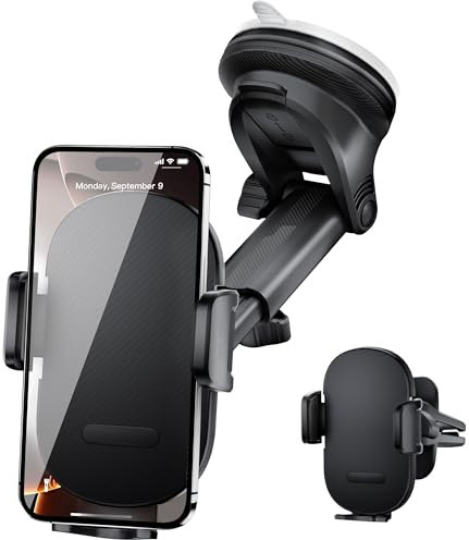 Vexloria Car Phone Holder [Upgraded Suction], Car Phone Mount 360° Rotation, With Super Strong Suction,Phone Cradle for Dashboard/Windscreen/Air Vent, Phone Holder for all 4.0''-7.0'' phones black