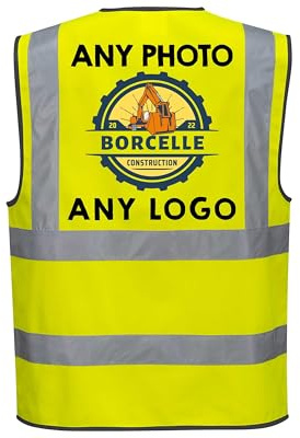 Custom Hi-Vis Reflective Vest with Personalised Logo Print, Unisex Adult