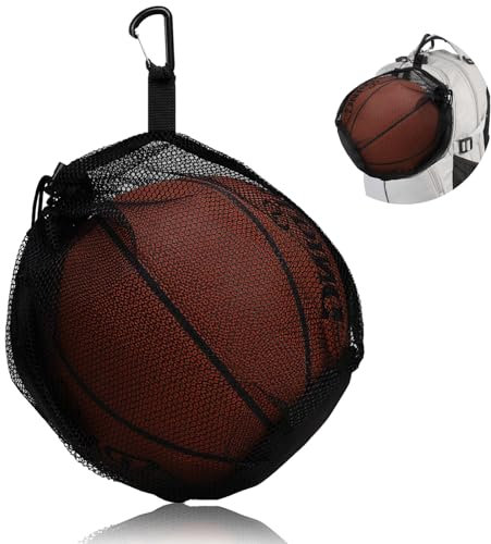 Eyezeeption Schwarzes Ballnetz 1 Ball Ballsack, Fußball Basketball Zubehör Volleyball Zubehör, Tragbare Ballnetz Flexibel Net Tasche ballsack für Kinder Erwachsene