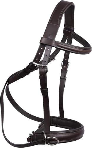 Wonder Care - Brida cruzada de piel auténtica inglesa sin puntas para caballo, con riendas