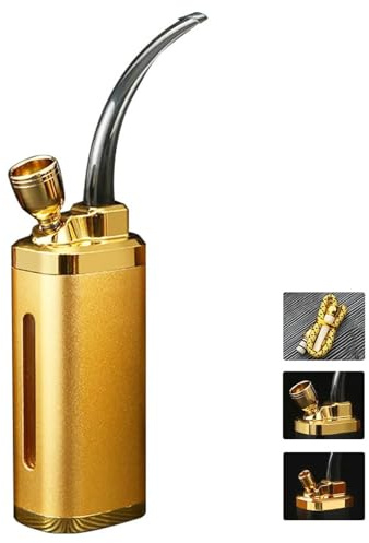 HGTRH Tobacco Pipes for Smoking, Water Cigarette Cigar Pipes Hookah Tobacco Accessorie Zinc Alloy Material Transparent PP Inner Liner Cigarette Smoking Pot/Cigarette Pot Gold