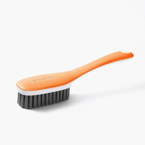 HSYTEK Brosse de nettoyage pour baskets - Efficace et douce pour le textile, le cuir et le cuir synthétique - Brosse à chaussures de qualité supérieure avec poils synthétiques - Orange