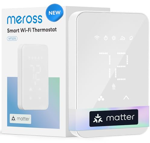meross Matter Smart Thermostat for Electric Baseboard Heater, Works with Alexa, HomeKit, Google, SmartThings, Programmable WiFi Thermostat for House, Energy Saving, App & Voice Control for Smart Home