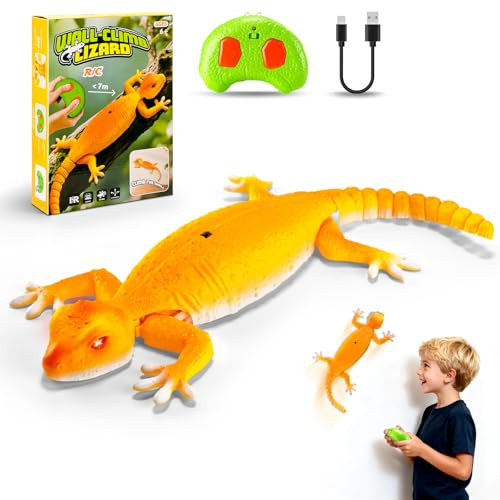 Lucertola Robot Arrampicante Ricaricabile | Giocattolo Interattivo geko Radiocomandato con Occhi LED | Arrampica Scherzo giocattoli per Bambini | Regalo di Natale e Compleanno per Bambini 4 5 6 7 8 9+