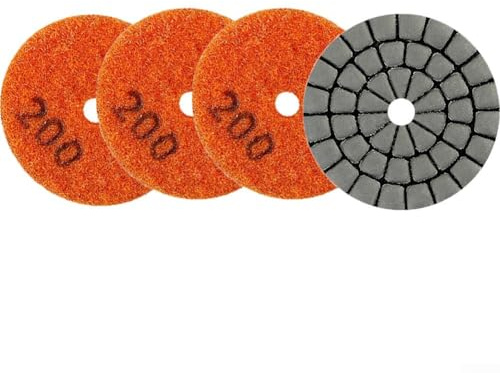 babominimer Set di 4 dischi abrasivi da 50 mm, per lucidatura a secco e umido, per granito, marmo, piastrelle, pietra, vetro, dischi abrasivi flessibili in resina smerigliata 50 # 100 # 200 # 400