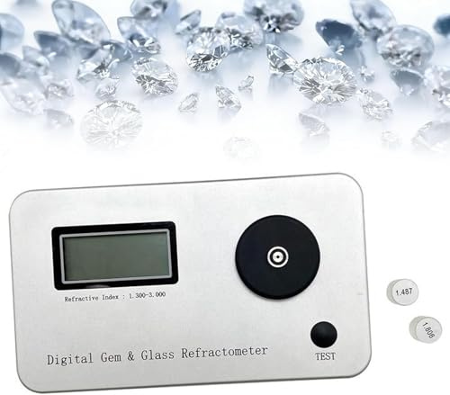 Rifrattometro Portatile per Gemme, Strumento Di Identificazione per Tester Di Gioielli Con Display Lcd E Batteria Da 700 Mah, Indice Di Rifrazione 1.300-3.000, Elevata Precisione Di Misurazione 0.001