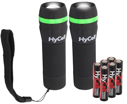 HyCell Mini LED Taschenlampe Zoombar und Fokussierbar inkl. AAA Batterien - Handliche LED Leuchte mit stufenloser Fokussierung - Handlampe ideal für Camping Werkstatt Handtasche Garten Kinder Outdoor