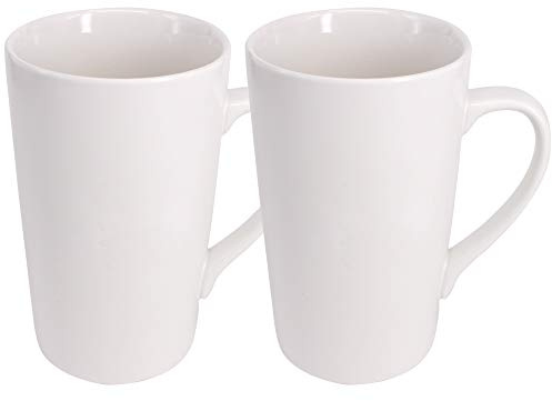 Belinlen 2 Pack 16 OZ Coffee Cup Simple Pure White Ceramic Cup Plain Large Tall White Ceramic Milk Tea Coffee Mug with Handle